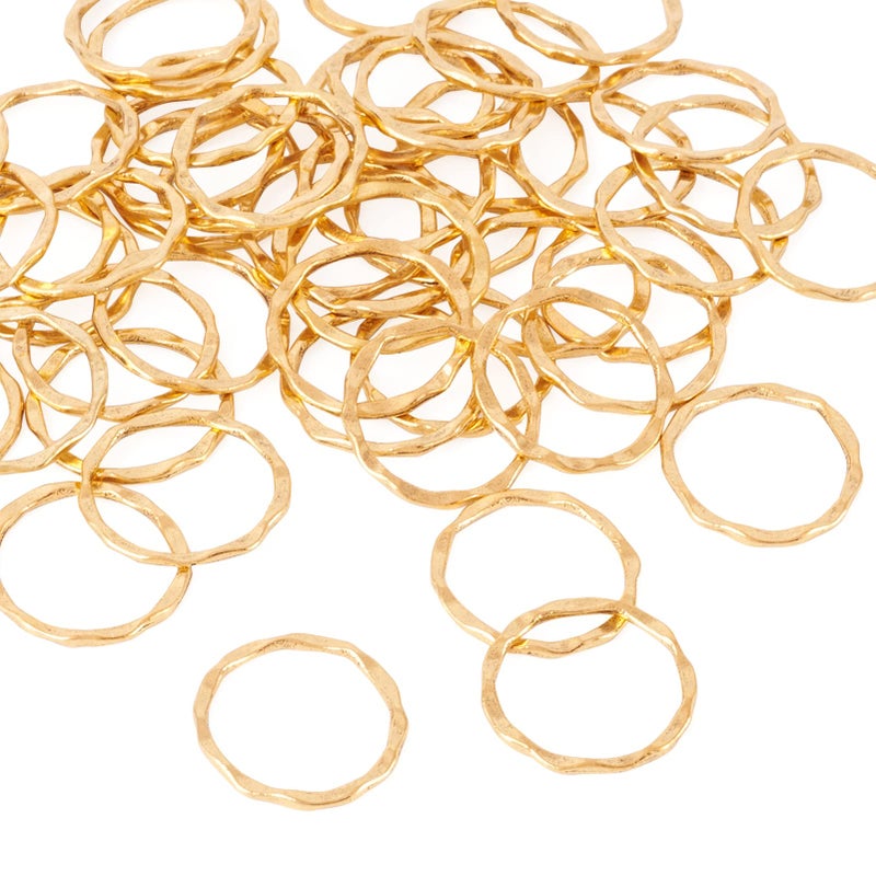 Craftdady 50Pcs 22mm Tibetan Round Linking Rings Antique Gold Alloy Hollow Bezels Circle Frames Pendants Connector Charms for Dangle Earrings Jewelry Crafts Making - Image 1